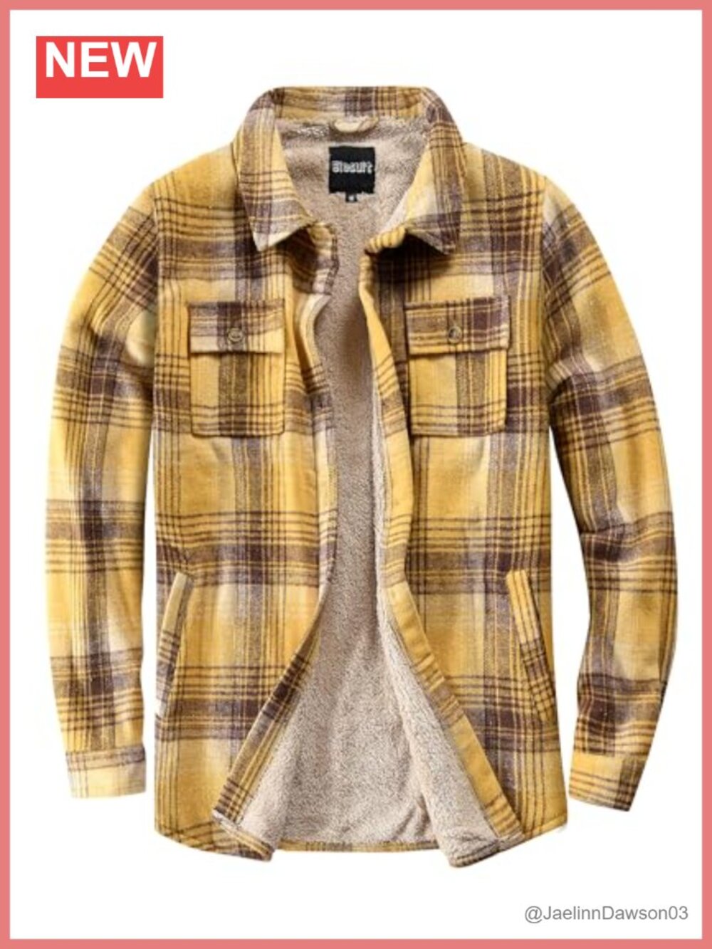 Sherpa Lined Flannel Shirt Jacket Plaid Button Pocket Coat